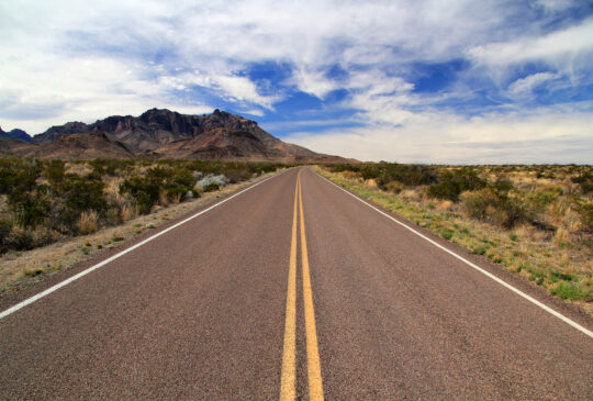 Road to the Chisos Mountains in Big Bend National Park, Texas, American Southwest